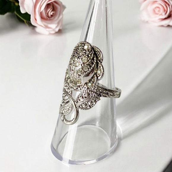 Old Vintage 40s 18HGE over Sterling Silver Rose Ring Size 8. - Picture 2 of 6